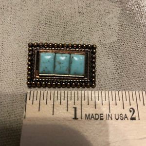 Turquoise and copper(?) brooch or pin